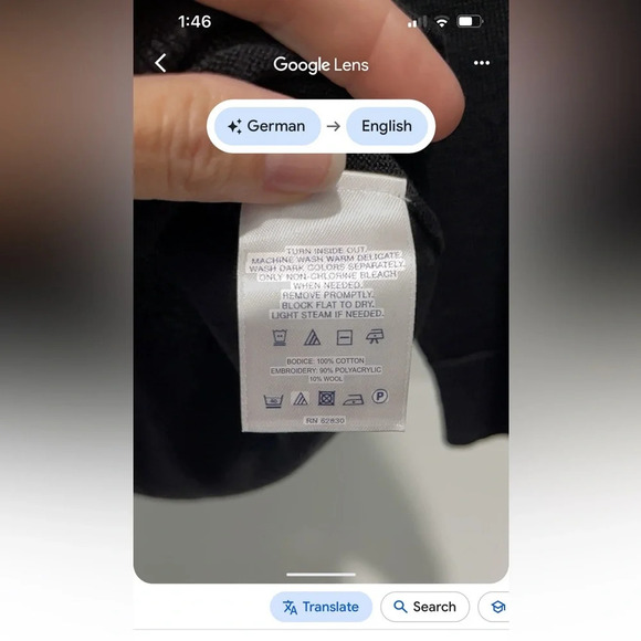 Land’s End Embroidered black lightweight Sweater 3/4 Sleeve 100% cotton Large - Picture 8 of 9